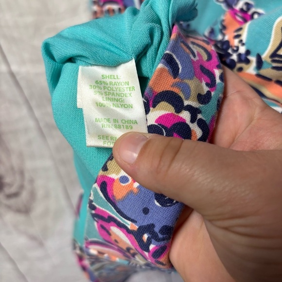 Lilly Pulitzer Francesca Aqua Bait Sleeveless preppy Paisley Print Dress XS - Picture 5 of 8